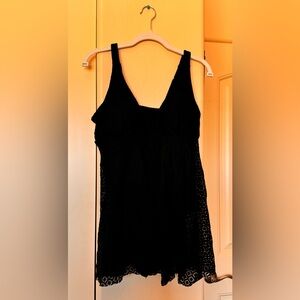 Black One Piece Swimsuit with peekaboo lace skirt